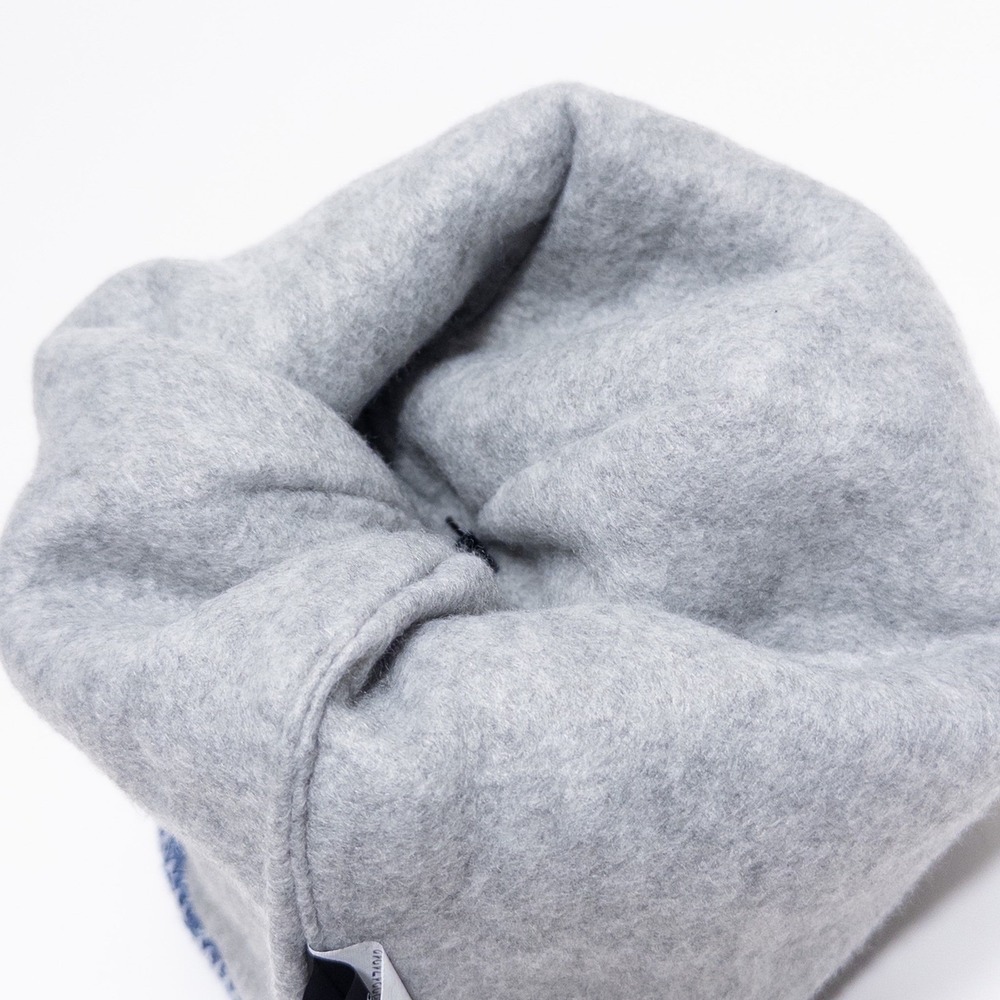 New Era Pom Pom‎ Knit Beanie Gray Blue Striped Winter Hat - Picture 14 of 17